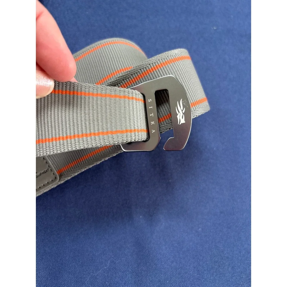 Sitka Gear Mens Nylon Webbing Belt Grey Orange Stripe G-Hook Buckle XL 42-48